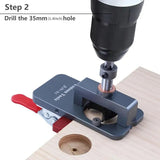 35mm Concealed Hinge Jig Kit Aluminum Cabinet Door Hinges Hole Drilling Jig with Forstner Bit Punch Locator for Woodworking
