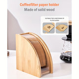 1pc, Bamboo Coffee Filter Holder, Renewable Stand Container Dispenser Rack Shelf For Square Cone-shaped And Flat-bottomed