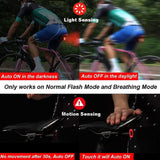 Bicycle Rear Light Waterproof Rechargeable Brake Sensing Lights Bike Safety Warning Lamp Cycg LED Taillight for Night Riding