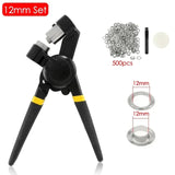 Handheld Grommet Hole Punch Tool Pliers - 5.5/8/10/12mm with Eyelets Kit for Poster, Leather, Fabrics, Tarp, Canvas, Tents, Awning