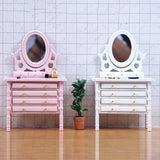 1:12 Dollhouse Miniature Wooden Makeup Dressing Table With Mirror Drawer Bedroom Pretend Furniture