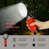 27W 6000LM LED Work Light Flashlight Portable Outdoor Camping Electric Torch Spotlight for Milwaukee 10.8V-12V Li-ion Battery