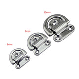 1PCS 316 Stainless Steel Dring Deck 6mm/8mm10mm Mirror Polish Marine Grade Folding Pad Eye Lashing Tie Down Cleat for Yacht Boat