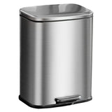 1pc Stain-resistant Small Rectangular Bin With Soft Closed Footboard, Brushed Stainless Steel Trash Can, Satin Nickel Trash Can, Home Essential , Bathroom Organizers & Storage
