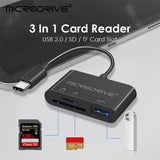 C 3-in-1 USB hub for storage card/USB flash/SD adapter/USB 2.0/3.0/mini SD reader/3-slot TF card