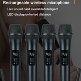 Professional VHF Wireless System 4 Channel Handheld Karaoke Microphone for Home Party Church Event PA TV Speaker New