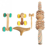 Wooden Roller Muscle Trigger Point Cellulite Fat Removal Scraping Reflexology Abdomen Full Body Stress Relief Massager