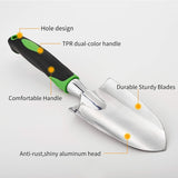 Garden Tool Set 3 Pack Aluminum Heavy Duty Gardening Kit Includes Hand Trowel Transplant Trowel and Cultivator Hand Rake with Soft Rubberized Non-Slip Ergonomic Handle Garden Gifts