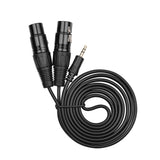 3.5mm Dual Male/Female 1/8 Inch to 3-Core Double XLR 4.9Ft TRS Audio Adapter Stereo Microphone Cable
