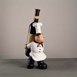 1pc Chef Ornament, Wine Tray Rack, Chef Holding Plate Or Carrying Red Wine, Art Craft, For Bookshelf Home Living Room Office Cafe Decor, Room Tabletop Display Entryway Decor, Winter Christmas New Year Decor(Wine And Tray Not Included)