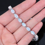 Silver Plated Oval Opal Bracelet Women's Jewelry