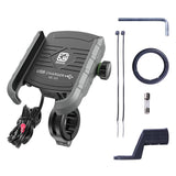 12-24V Motorcycle Phone Charger QC 3.0 Handlebar/ Rear-View Mirror 4-7 Inch Cellphone Holder with Aluminium Mount Base