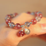 Natural Grey Moonstone Bracelet Strawberry Crystal