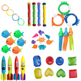 40Pcs Swimming Pool For Kids Diving Rings Sticks Shark Underwater Sinking Glow Gem Treasures Games Dive Toys