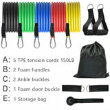 11pcs Resistance Band Set with Storage Bag - Perfect for Indoor Workouts, Strength Training, and Physical Therapy