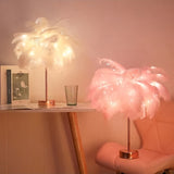 1PC large feather table lamp, bedroom interior decoration lamp