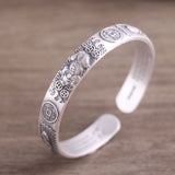 999 Sterling Silver Ethnic Style Lucky Pixiu Gold Coin Retro Solid Bracelet