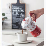 1pc, Coffee Maker Red Heart Octagon Printing Mocha Pot, 3 Cups 6 Cups Love Pattern Mocha Pot Classic Retro