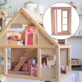 1:12 Dollhouse Miniature Wooden 6 Pane Frame and Glass Plate House Diy Double Window Accessories for Doll