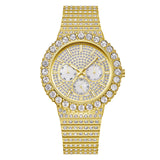 PINTIME Luxury Watch for Men Diamond Ice Out Quartz Wristwatch Stainless Steel Strap CZ Dial Waterproof 3br Casuals Reloj Hombre