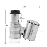 1 PCS Portable Mini Pocket 60X Microscope Handheld Magnifying Glass Loupe UV Light Currency Detector Jeweler Magnifier