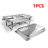 1Pcs 1/2/3 Grid Pans Rectangle Chafing Dish Stainless Steel Catering Buffet Set Food Insulated Meal Plates For Wedding Picnic