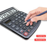 Desktop 12 Digit Large Solar Power LCD Display Big Button Calculator 112 Steps Check and Correct Function