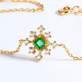 Women's Sterling Silver Pearl Emerald Bracelet
