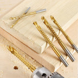6 Pack Titanium Coated HSS Twist Bits, 3-8mm Serrated Side Cut Bits Woodworking Tools for Plastic Metal Wood Holes