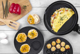 Multi Baker Deluxe - Easy Baking Appliance with Temp Control & 3 Skillets for Grilling, Baking, Desserts - Grilled Cheese, Pizza, Cake Pops
