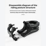 ESLNF Mountain Bike Handlebar Fixed Gear Downhill Short Aluminum Alloy Fork Head Tube CNC Hollow Stem