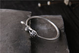 Sterling Silver Carved Small Fish Bracelet Retro Ethnic Style