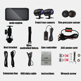 12V-24V CarPlay Android Auto Toucreen Dual Bluetooth Wireless For Motorcycle GPS Navigation Front Rear Lens Driving Recorder