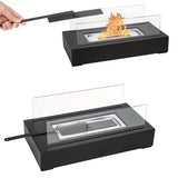 1pc Indoor Outdoor Tabletop Rectangular Alcohol Fireplace - Stylish Metal Design for Cozy Ambiance and Warmth