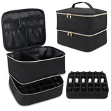 30 Bottles Nail Polish Storage Portable Cosmetic Large Handbag Organizer with Handle for Travel 2 Layer Essential Oil Bag