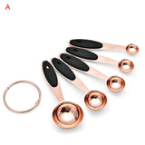 5Pcs Stainless Steel Measuring Cups Measuring Spoons Set Rose Gold Coffee Tea Kitchen Baking Cooking Tools Kitchen Accessories