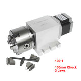 NEMA 34 Harmonic Drive Reducers A Rotary Axis Chuck 100mm 3 4 Jaws Speed Reducing Ratio 100:1 for Wood CNC Router hine