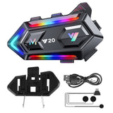 Wireless Motorcycle Helmet Headset 1000mAh Y20 RGB Colorful Lights Earphone Headphone BT 5.3 Motobike Stereo Accessories
