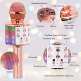 Wireless karaoke microphone, Bluetooth handheld portable speaker, home KTV player with LED dance recording function, children's