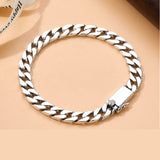S925 Sterling Silver Simple Punk Bare Body Bracelet Cuban Chain