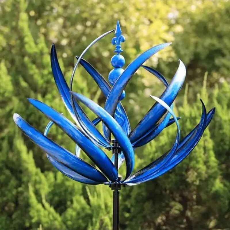3D Wind Spinner Dynamic 3D Lotus Windmill Beautiful Lotus Design Outdoor Decorative Accessory For Balconies Porches Patios