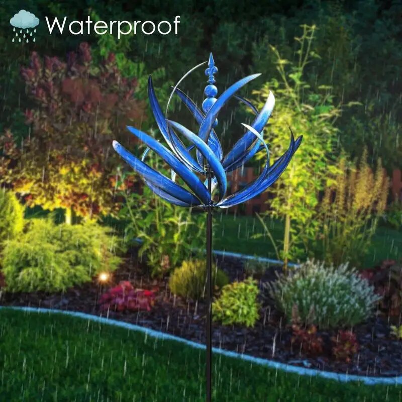 3D Wind Spinner Dynamic 3D Lotus Windmill Beautiful Lotus Design Outdoor Decorative Accessory For Balconies Porches Patios
