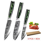 3PCS Chef Knives Set Boning Stainless Steel Chef's Slicing Cutter Fruit Meat Cleaver Knife for Kitchen Outdoor Camping