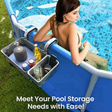 2 Sets Poolside Storage Basket + Pool Cup Holder For Above Ground Pools