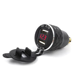 Aluminum Alloy Metal Shell Dual USB Charger 12-24v 4.2A Voltmeter for Motorcycle Hella Din Socket Red Blue Green