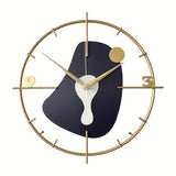 1pc, Creative Modern Wall Clock, Blue Silent Bedroom Dining Room Wall Clock, Metal Iron Art Clock, Room Decor, Home Decor