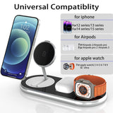 Foldable Portable Stand 15w Magnetic Wireless Charger for Iphone Watch Folding Fast Charging Station with Adjustable
