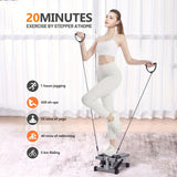 Exercise Stepper, Mini Stepper, Exercise Equipment For Home Workouts, Hydraulic Fitness Stepper With Resistance Band