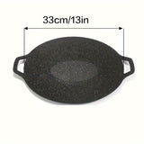 1pc Korean Grill Pan, Korean Barbecue Non-stick Round Grill Pan, Round Barbecue Grill Pan With Handle