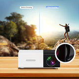 Mini portable projector, you can update your movies, enjoy high-definition TV gaming experiences compatible with Android/iOS/Windows/HDMI/USB, and more.